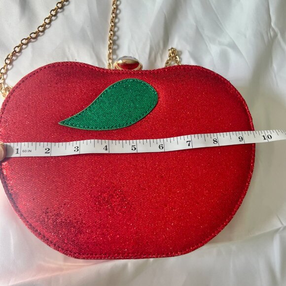 Red Sequins Apple Design Women's Gold Shoulder Clutch Bag Snow White Costume - Picture 9 of 14